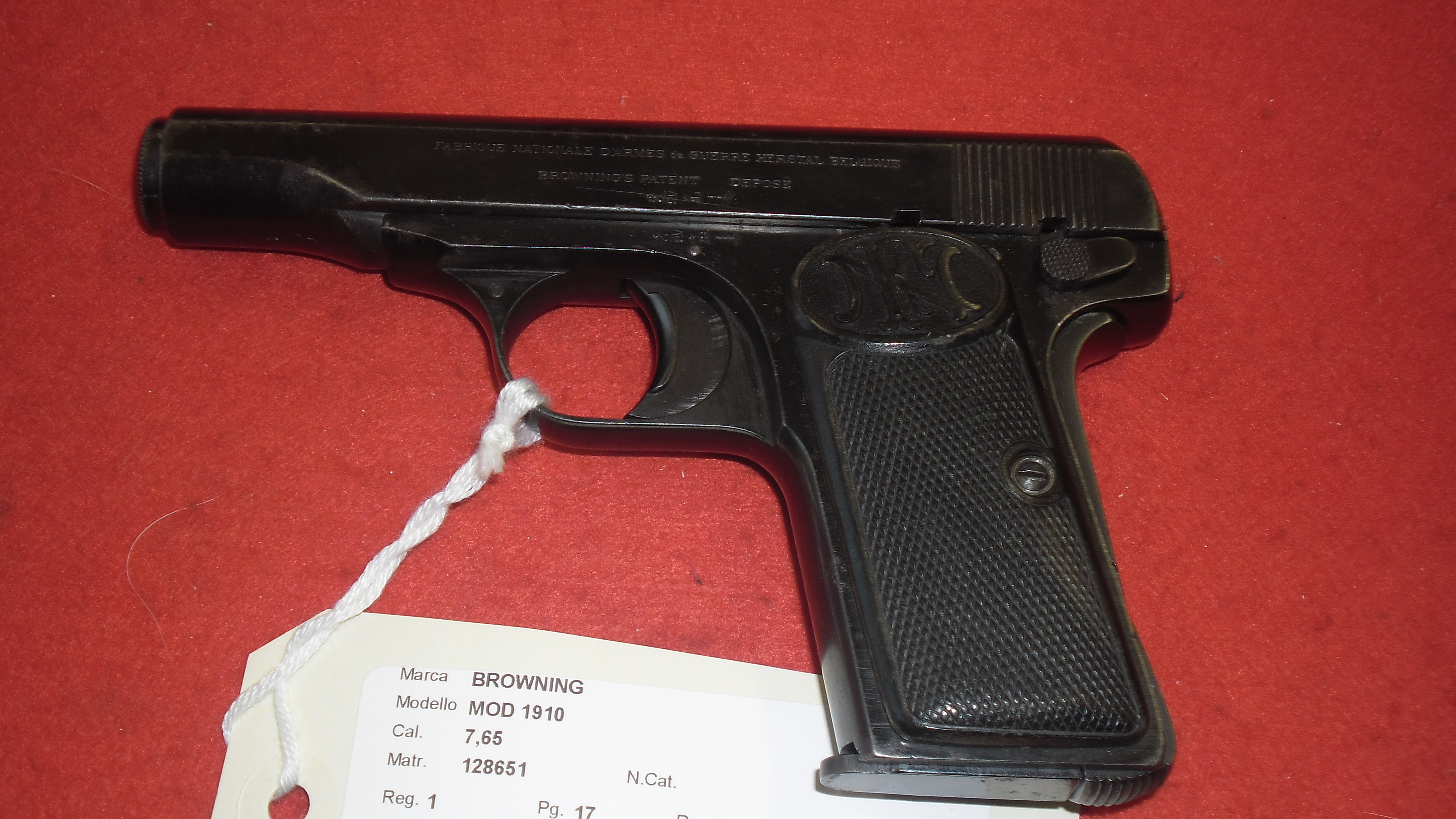 PISTOLA SEMIAUTOMATICA - MARCA BROWNING - MODELLO MOD 1910 - CALIBRO 7,65 199