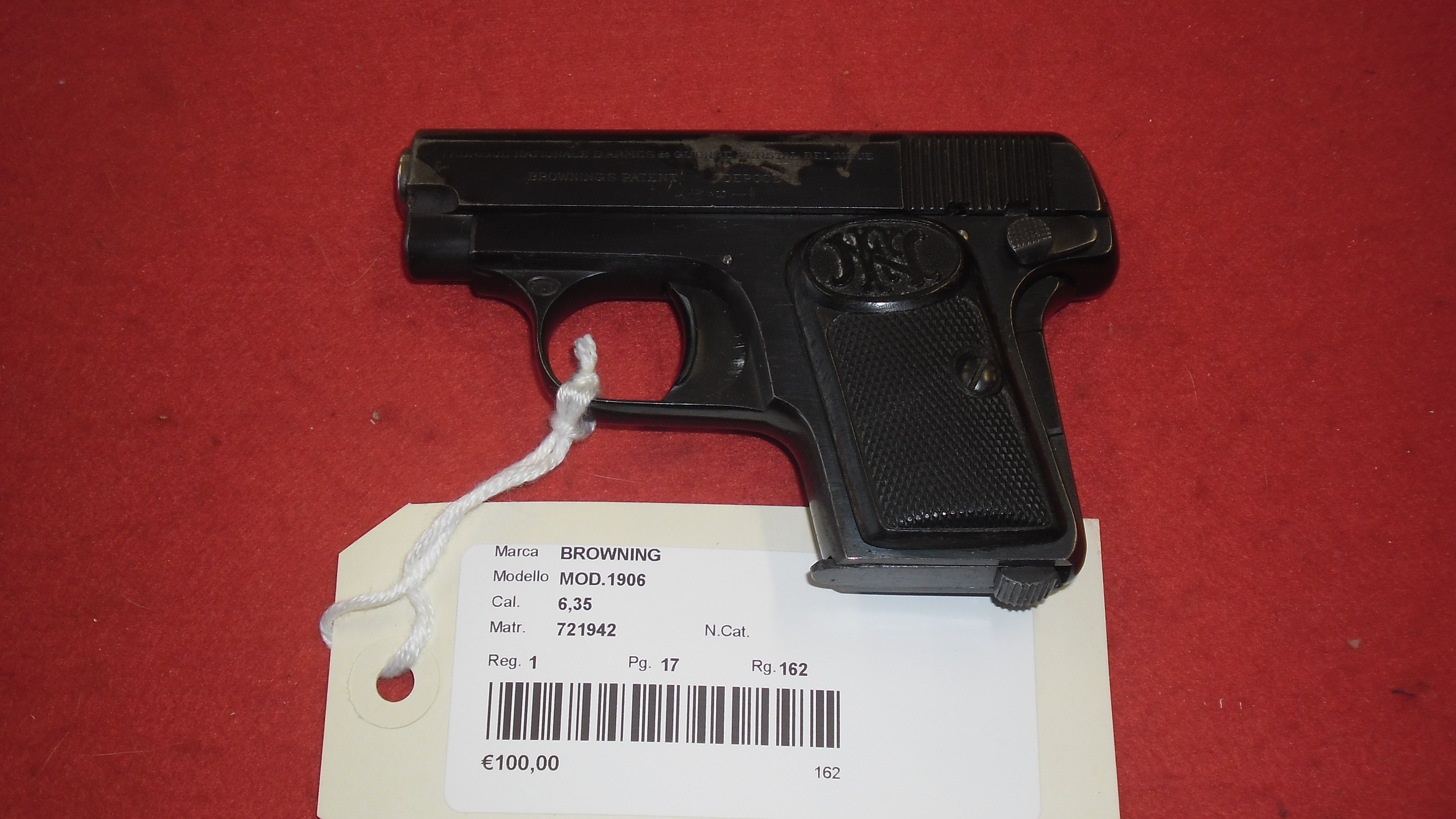 PISTOLA SEMIAUTOMATICA - MARCA BROWNING - MODELLO MOD.1906 - CALIBRO 6,35 202